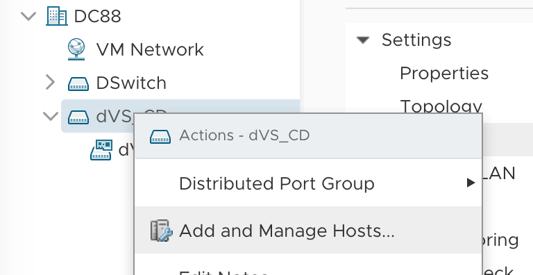 Добавление хоста ESXi в vDS